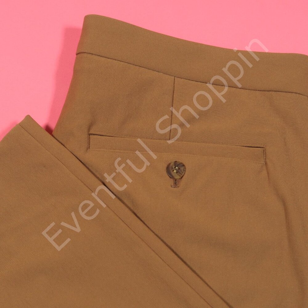 Issey Miyake Heart Haat Pants Womens 4 Brown Loose Straight Stretch Trousers